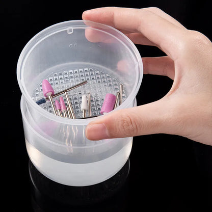 Nail Drill Bit Cleaning Box - Double-Layer Filtration Disinfection & Manicure Storage Case