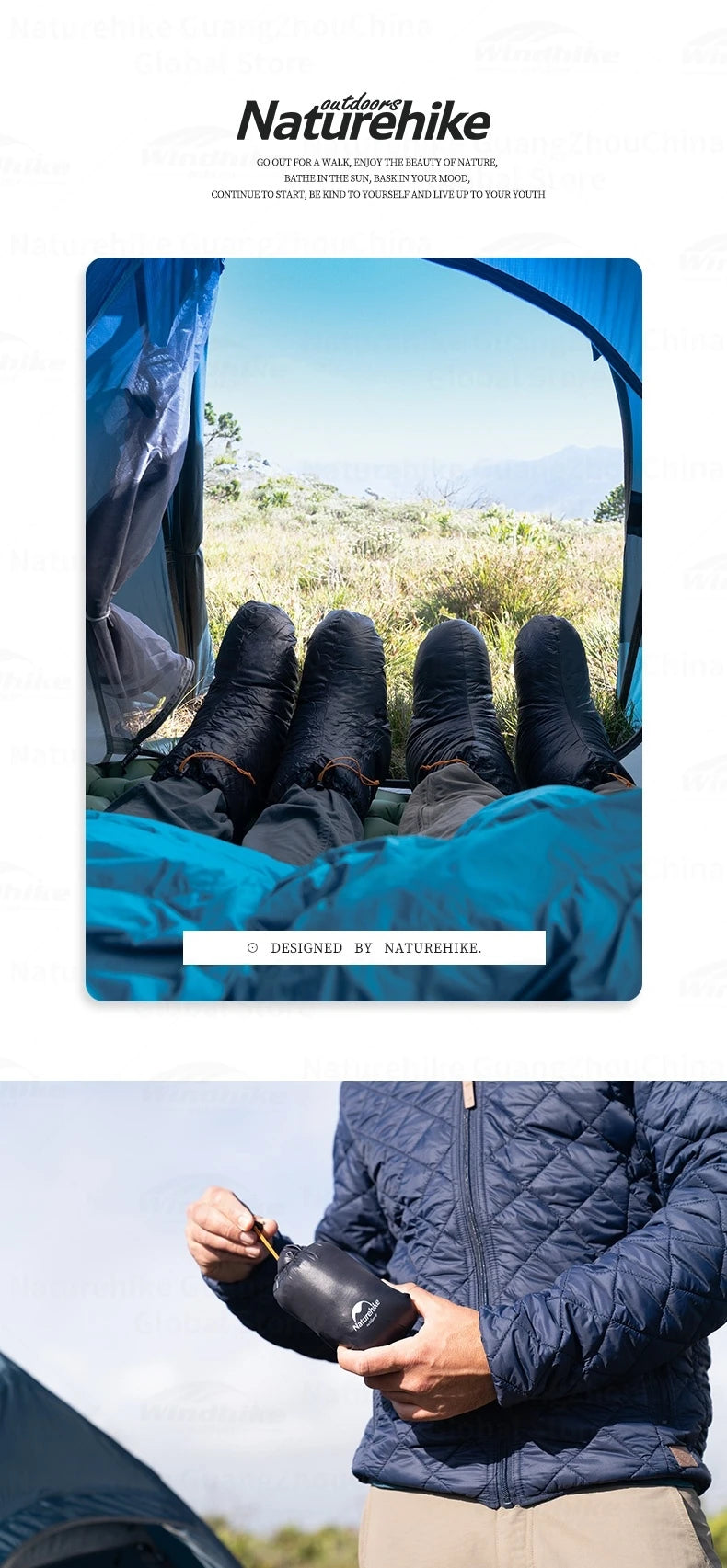 Naturehike Winter Duck Down Foot Cover - Waterproof, Ultralight Warm Booties for Hiking & Camping, Soft Slippers/Socks 650FP