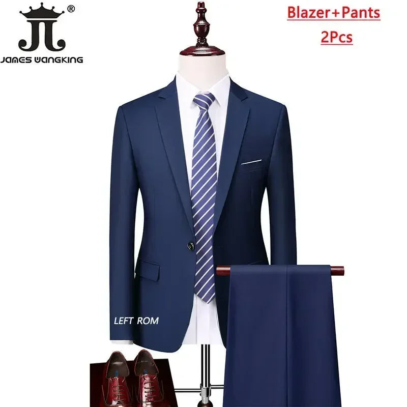 Men's 3 Piece Suit Set - Solid Color Formal Business Jacket Vest Pants Wedding Groom Party Tuxedo Outfit M-6XL
