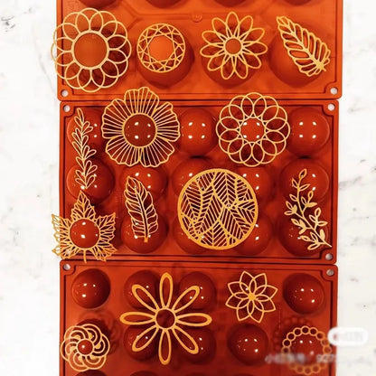Various Leaves & Geometric Flower Silicone Cake Lace Mold — Cake Decorating Border Tool for Baking