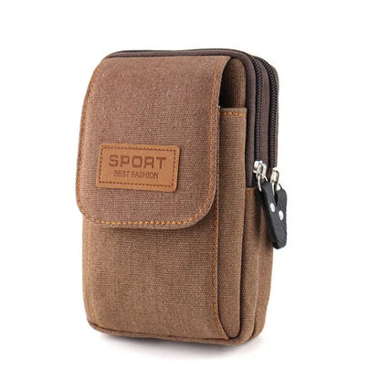 6.5" Men’s Canvas Waist Pack – Soft Pouch Belt Bag for Running, Travel & Camping