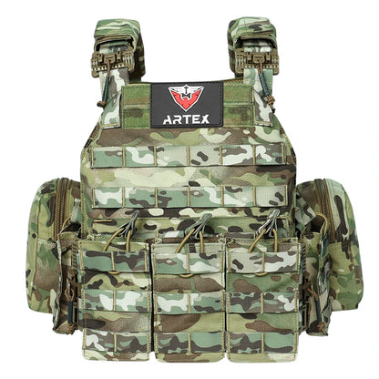 ARTEX Tactical Vest – 1000D Nylon, Quick Release, 6094K with Triple Magazine Pouch for Hunting & Airsoft Combat