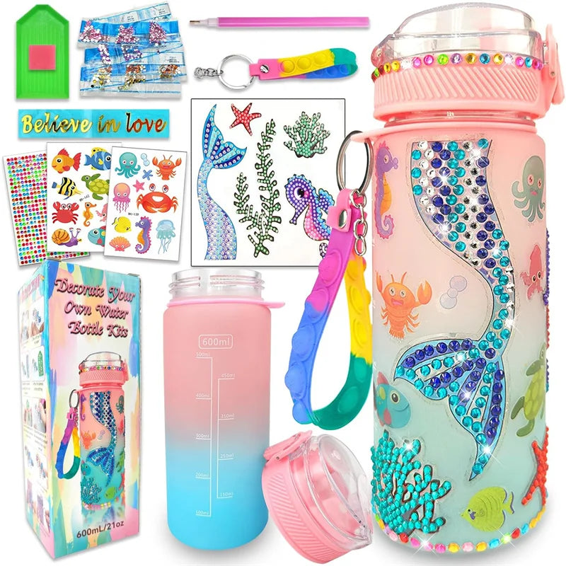 DIY Water Bottle Decoration Kit for Girls - Mermaid Arts & Crafts, Birthday & Christmas Gift