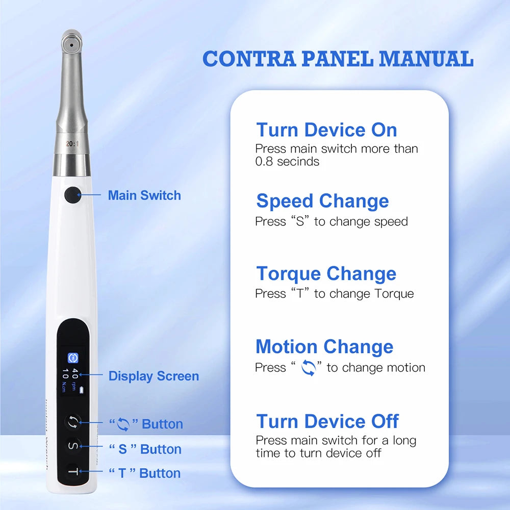 AZDENT Wireless Dental Implant Motor – Electric Torque Driver with 16 Screwdrivers & Contra Angle