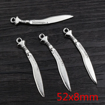 10pcs Antique Silver Sword Charms - DIY Jewelry Making Pendants Necklace Craft Accessories Findings