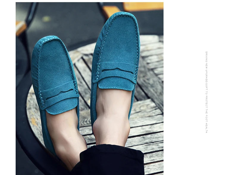 Men's High-Quality Leather Loafers – Casual Moccasins Slip-On Flats, Fashion Driving Shoes, Size 38-49
