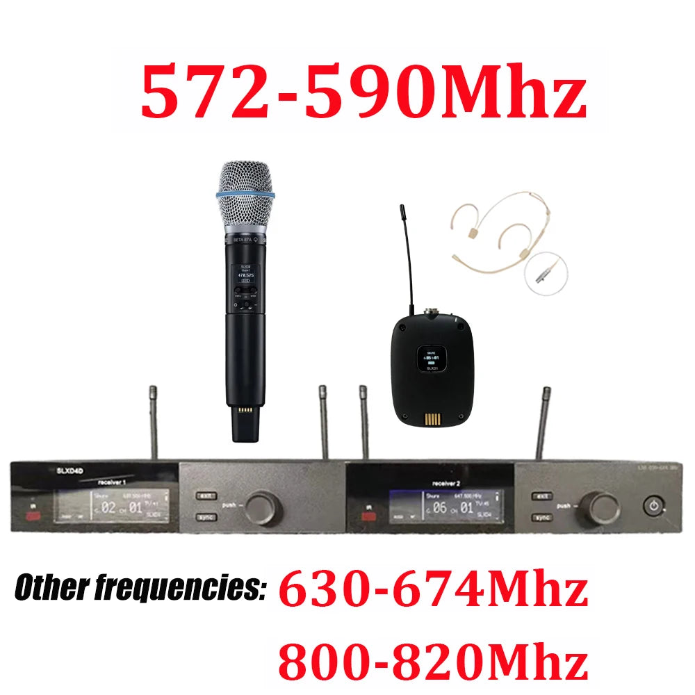 SLXD Wireless Microphone System – 500/600/800MHz 4-Pin Headset with KSM8/Beta58, Professional Audio for Stage & Karaoke