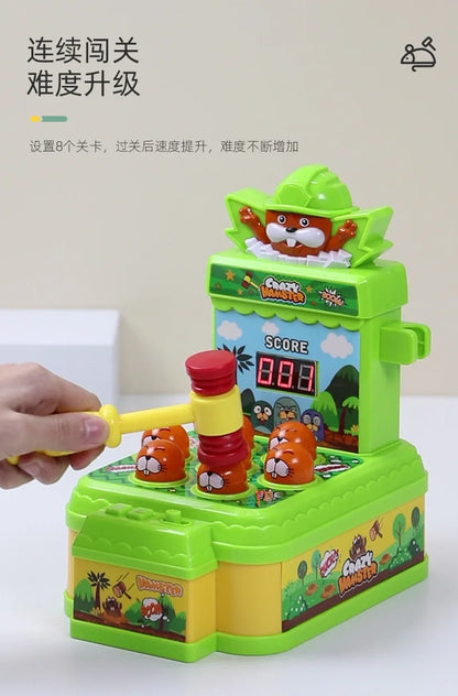 Whack-A-Mole Challenge Game — Electric Two-Player Battle Table with Lights, Music & Cartoon Fun for Parties and Desktop Play