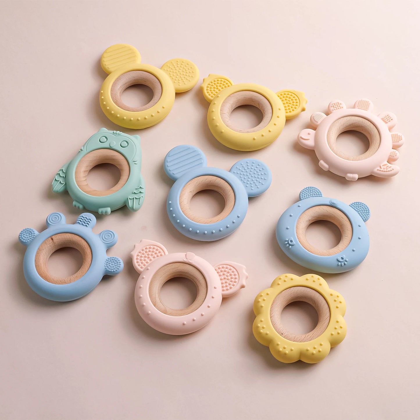 TYRY.HU Silicone Baby Teether - Cartoon Frog & Deer Teething Necklace Pendant for Infant Gum Relief Gift
