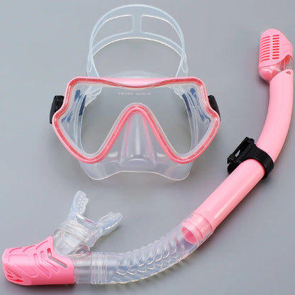 Tempered Glass Diving Mask & Snorkel Set - Panoramic Adult Scuba & Swimming Snorkeling Gear
