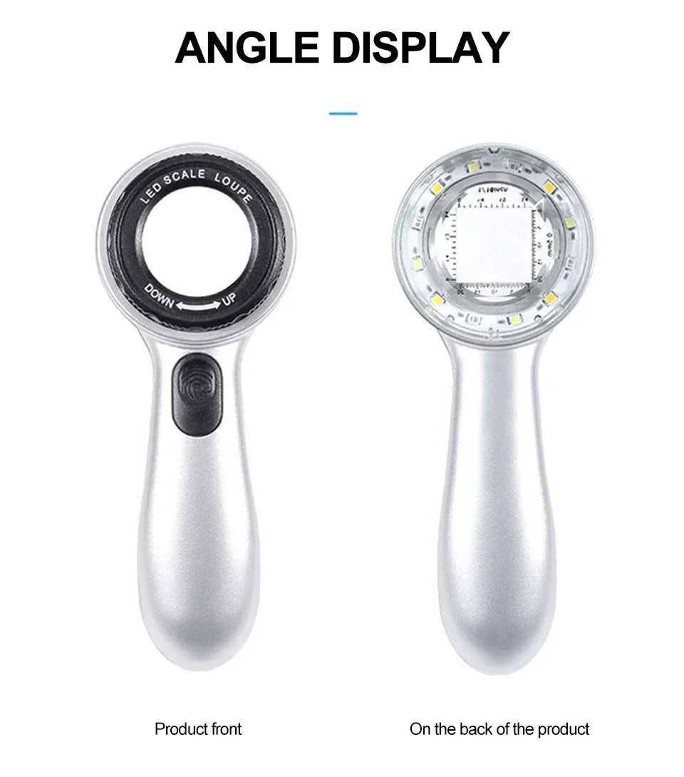 Rechargeable 30X Handheld Magnifying Glass – LED Illuminated Loupe with 4 Light Modes for Jewelry, Reading & Seniors