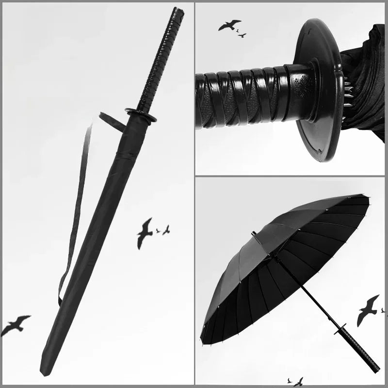 Katana Sword Umbrella - Long Handle Samurai Style UV Blocking Rain Parasol for Demon Slayer Ninja Fans