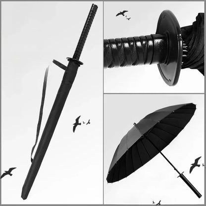 Katana Sword Umbrella - Long Handle Samurai Style UV Blocking Rain Parasol for Demon Slayer Ninja Fans