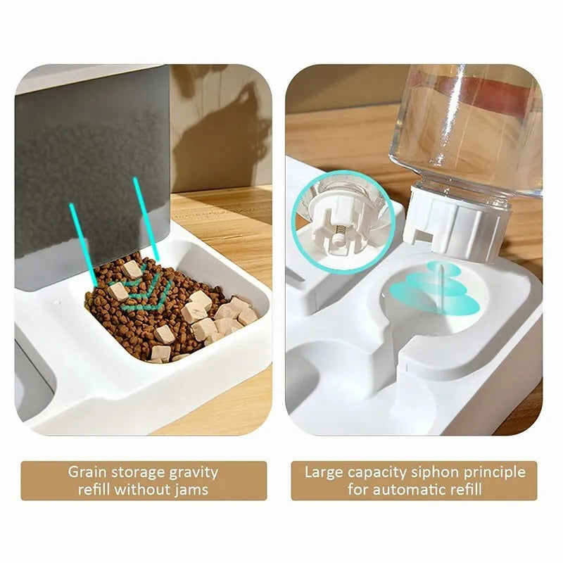 Large Capacity Automatic Cat Food Dispenser with Drinking Water Bowl - Wet and Dry Separation Pet Food Container - Convenient Pet Supplies