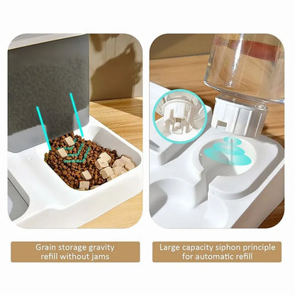 Large Capacity Automatic Cat Food Dispenser with Drinking Water Bowl - Wet and Dry Separation Pet Food Container - Convenient Pet Supplies