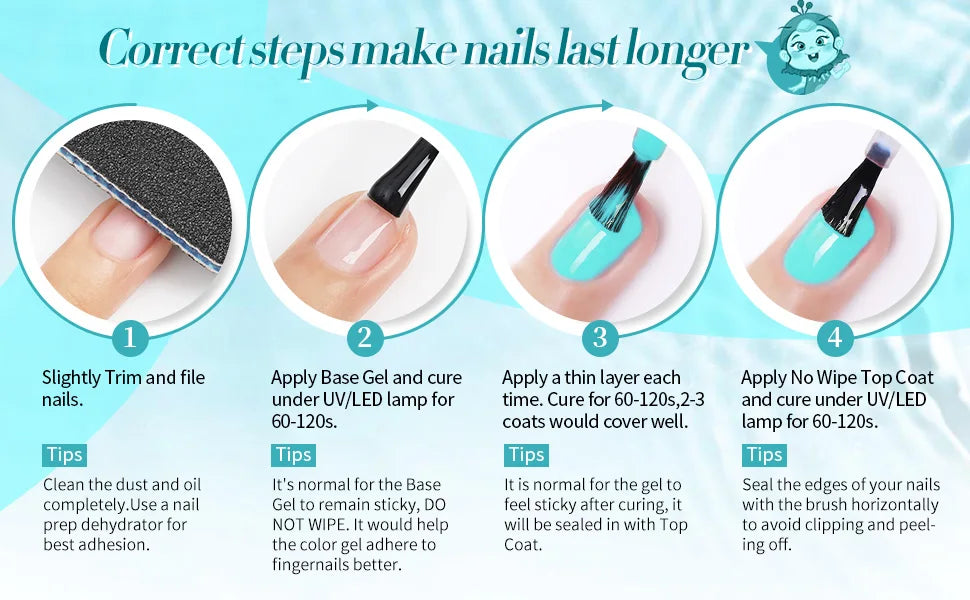 BORN PRETTY 7ml 6Pcs Soda Ice Jelly Gel Nail Polish Set - Gorgeous Full Coverage, Semi-Permanent Soak Off UV Gel Varnish