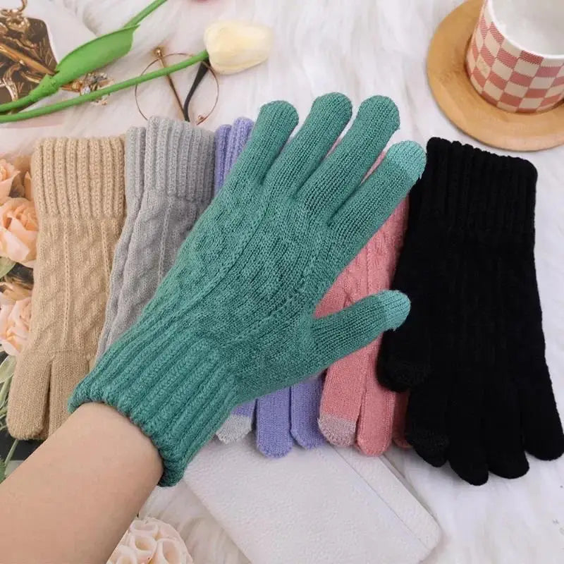 New Men's Warm Full Finger Gloves - Winter Touchscreen Fleece and Wool Knitted Gloves for Cycling and Driving