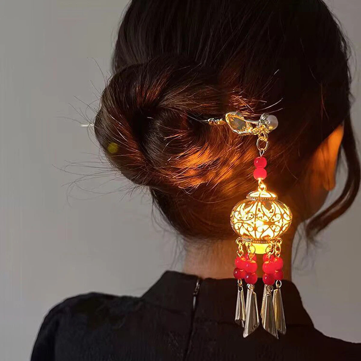 Vintage Lantern Hair Sticks - Elegant Tassel Hair Accessories for Women
