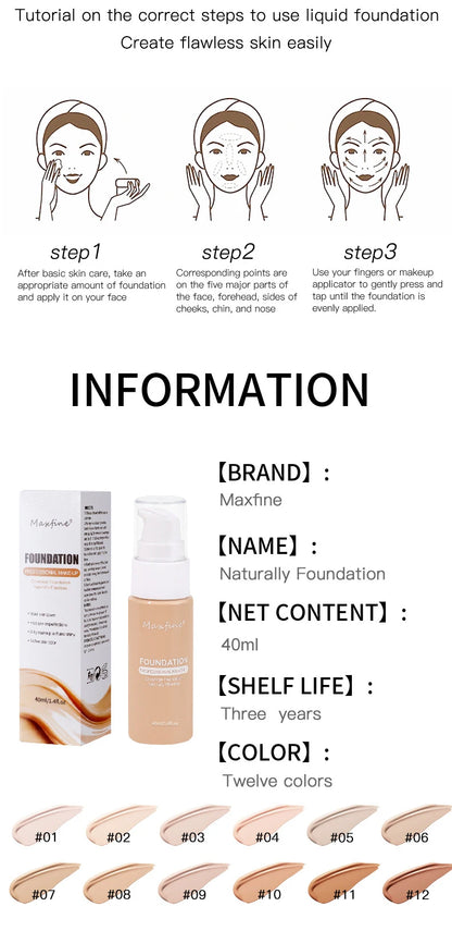 Waterproof Liquid Foundation – Sweat-Resistant Makeup with Effective Concealer Coverage