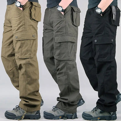 Men’s Tactical Cargo Pants - Cotton Outdoor Work Trousers Camo Hiking Pants Multi-Pocket Casual Military Style