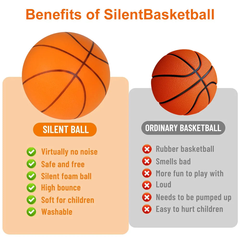 Silent Dribbling Indoor Basketball – Foam Ball Size 3/5/7, High Bounce, Noiseless & Non-Deforming