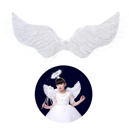 White Angel Feather Wings, Halo, and Magic Wand Set – Kids and Adult Costume Accessories for Cosplay, Weddings, Halloween, Christmas, and Parties