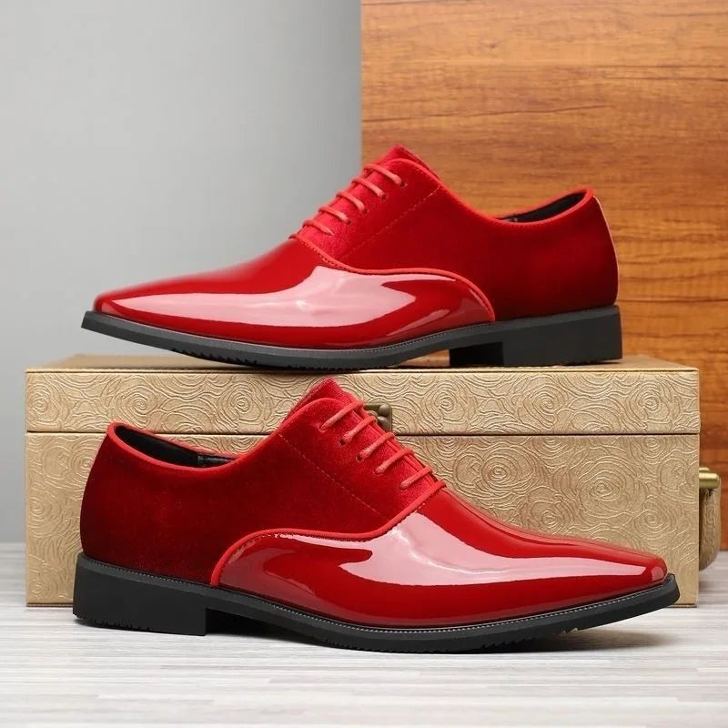 Men’s Patent Leather Oxford Shoes - Elegant Formal Business Casual and Wedding Dress Shoes in Multiple Colors