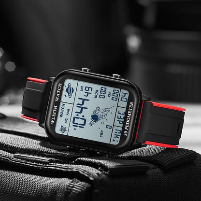 Men’s Digital Sports Watch - Stopwatch, Countdown Timer, Calendar & Pedometer Wristwatch