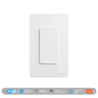 MOES Tuya Wi-Fi Smart Light Switch – US Single Pole Push Button Wall Switch, Alexa & Google Home Compatible, Neutral Wire Required