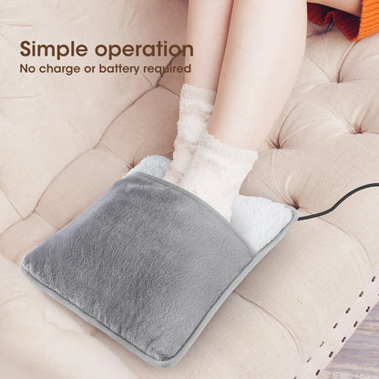 USB Electric Heated Foot Warmer Pad – Soft Plush Winter Heating Mat, Washable Foot Heating Cushion for Sleep & Home Comfort