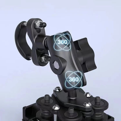 Adjustable Motorcycle Phone Holder with Shock Absorber – 360° Rotating Mobile Mount for Scooter, ATV, Bike