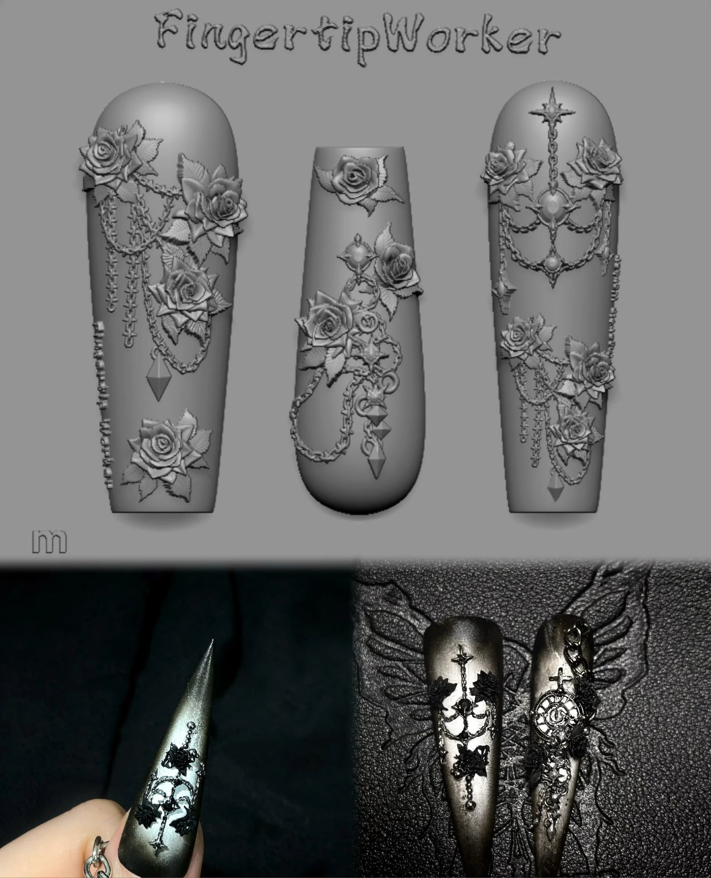 Snake Lolita Bow, Mushroom, Rose, Lotus, Bear 3D Acrylic Nail Mold - DIY Silicone Nail Decorations & Nail Art Products