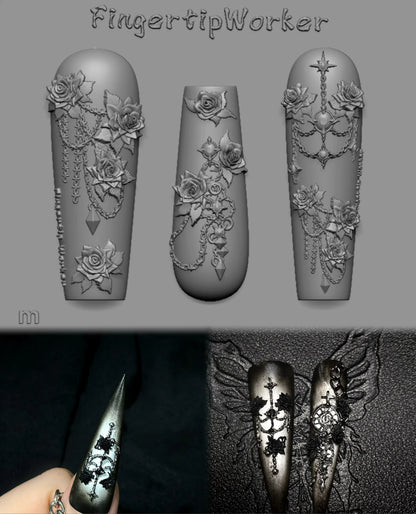 Snake Lolita Bow, Mushroom, Rose, Lotus, Bear 3D Acrylic Nail Mold - DIY Silicone Nail Decorations & Nail Art Products