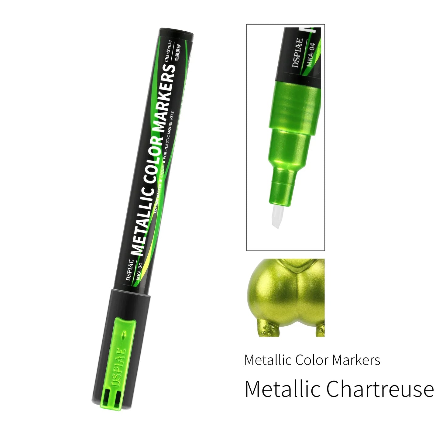 DSPIAE MKA Super Metallic Brush Marker Pens – Water-Based Eco-Friendly Paint Pens (Pink, Orange, Red, Blue, Green, Silver, Gold)