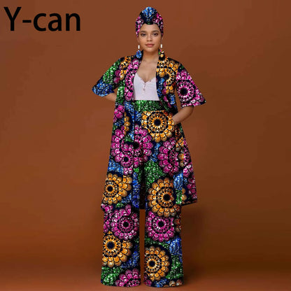 African Ankara 2-Piece Suit Set for Women - Traditional Print Jacket & Pants for Office, Business & Party Wear