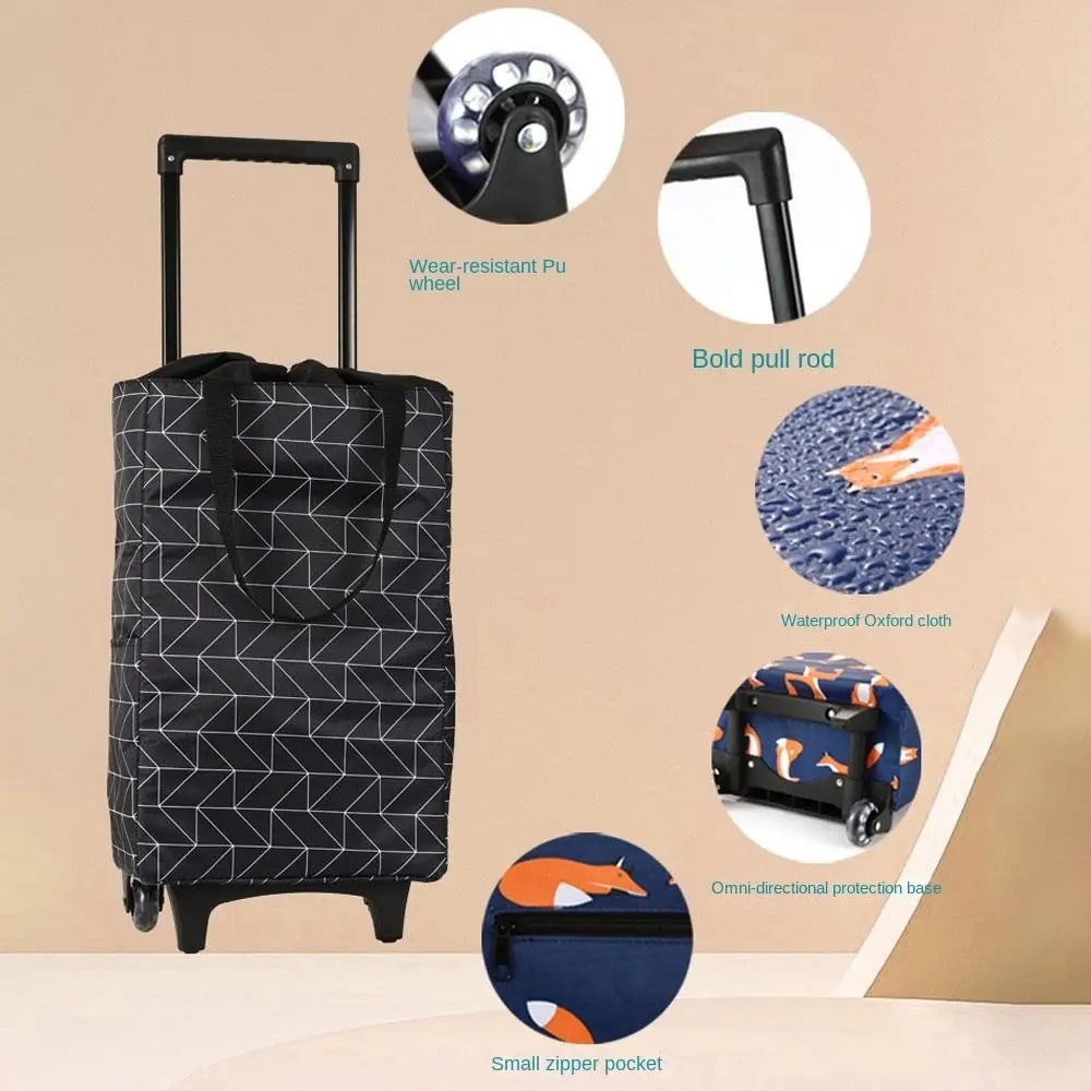 Collapsible Shopping Trolley Bag — Reusable Foldable Grocery Cart with Wheels