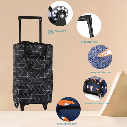 Collapsible Shopping Trolley Bag — Reusable Foldable Grocery Cart with Wheels