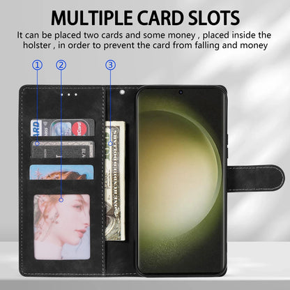 Magnetic Leather Wallet Case for Samsung Galaxy S25 Ultra–S8 – Skin-Friendly Flip Cover with Card Slots & Stand Function