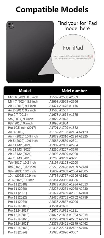 Tempered Glass Screen Protector for iPad A16 9th/10th Gen, Pro 13 M4, Air 11 M2/M3/5/4/3/2, Mini 6/7