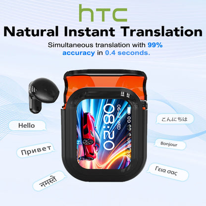 HTC NE20 Bluetooth 6.0 Translator Wireless Earbuds – Real-Time Translation Headphones, IPX4 Waterproof, Long Battery Life