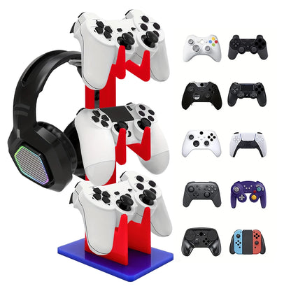 Universal 3-Tier Controller & Headphone Stand – PS5/PS4 Storage Holder in Black, White & Clear