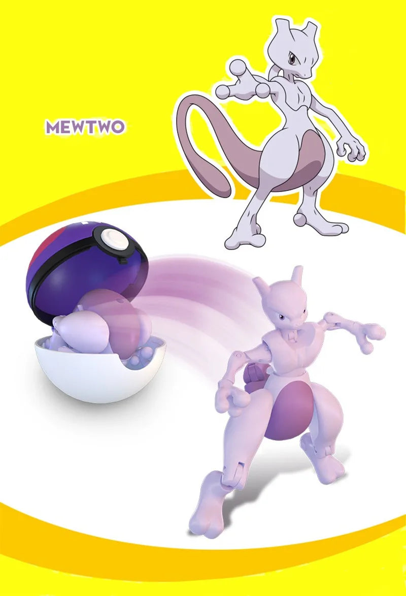 New Pokémon Action Figures – Pikachu, Charizard & Greninja Pocket Monster Poké Ball Deformation Toys for Kids Birthday Gifts