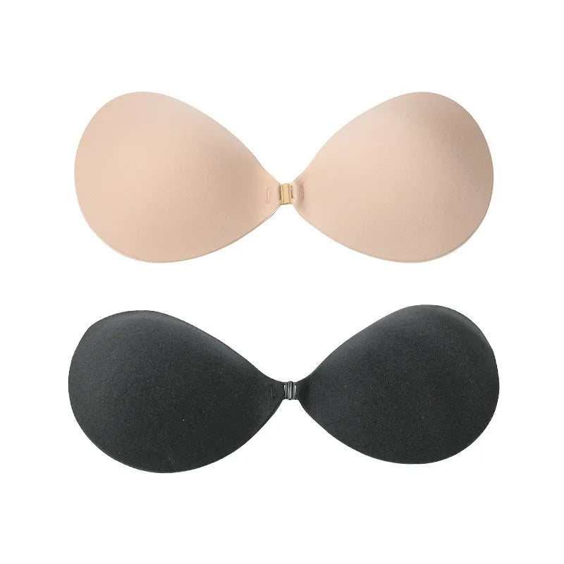 Black Strapless Push-Up Bra Cups – Reusable Invisible Nipple Covers & Chest Pads for Women Summer Dresses