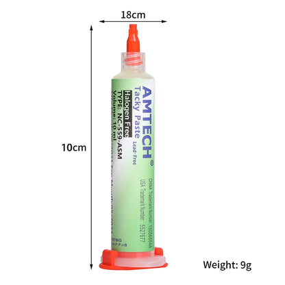 Original Amtech NC 559 Flux – 10ml Syringe for Soldering, BGA & SMD PCB Repair, Electronics Tools