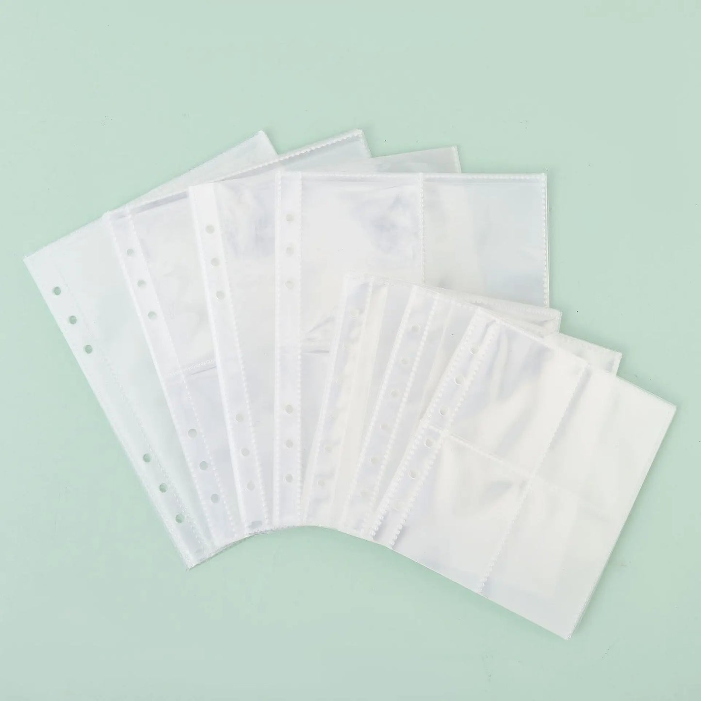 A5/A6/A7 Transparent File Holder Set – 10pcs 6-Hole Loose Leaf PVC Binder for DIY Document Storage