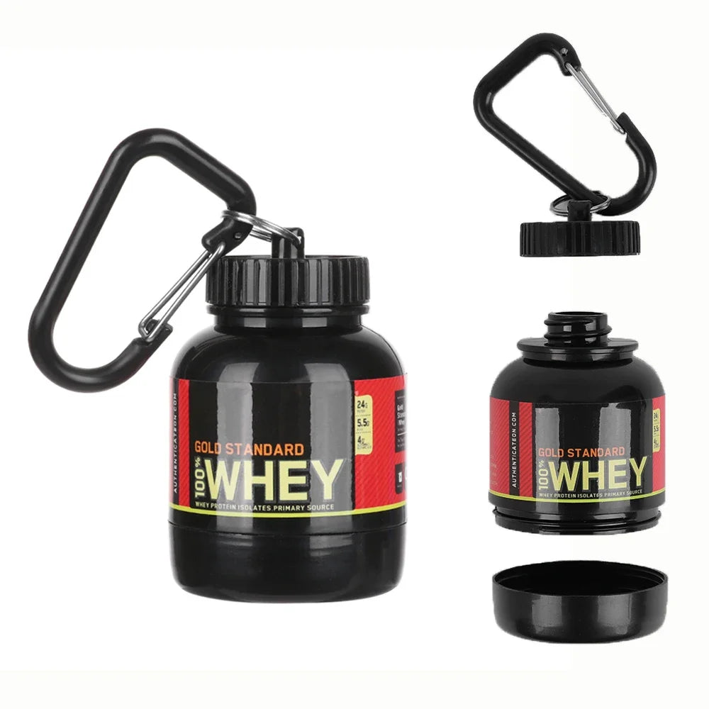 100/200ML Portable Mini Protein Powder Bottle — Keychain Health Container with Funnel for Sports & Outdoors