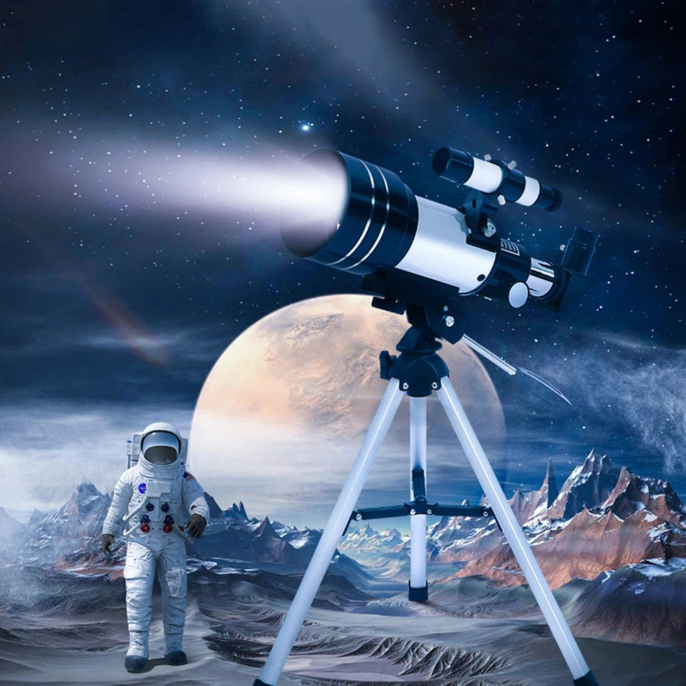 150X Astronomical Telescope – 70mm Refractor Portable Travel Scope with Phone Adapter & Wireless Remote