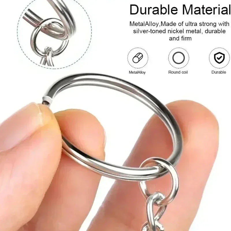 50/100pcs Stainless Steel Keyring Set – Split Rings, Lobster Clasps & Chains for DIY Keychains & Keyfobs