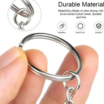 50/100pcs Stainless Steel Keyring Set – Split Rings, Lobster Clasps & Chains for DIY Keychains & Keyfobs