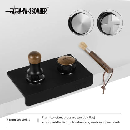 MHW-3BOMBER 30lb Calibrated Coffee Tamper – 51mm/53mm/58mm Flat Espresso Tamper with Spring-Loaded Pressure for Baristas